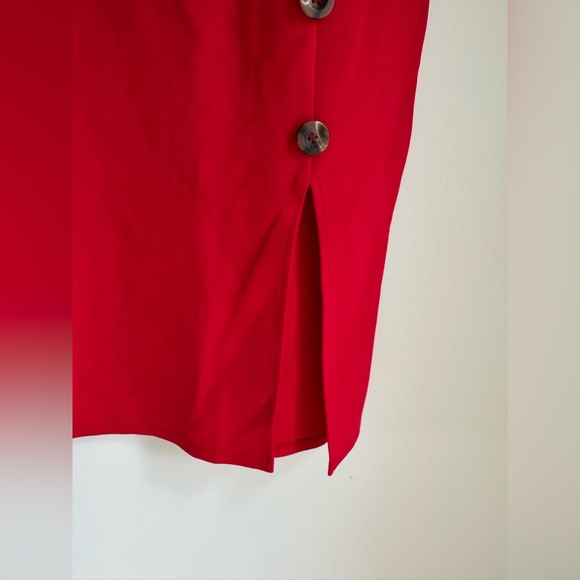 Stella Luce Dress Sexy Red Midi Button Accent Leg Slit Sleeveless Cocktail Party - Picture 6 of 9
